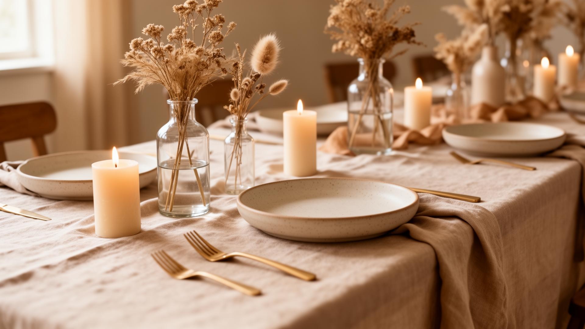 Elegant table setting with candles and florals